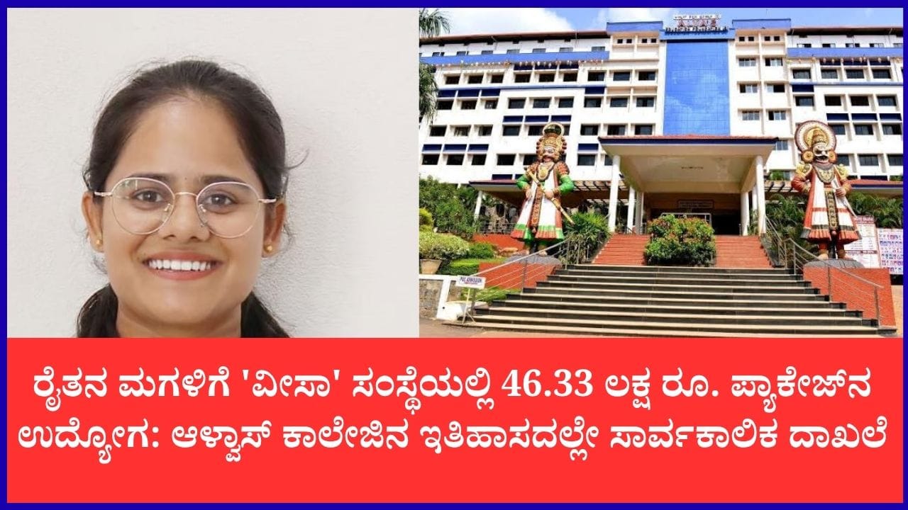 ಹಾವೇರಿ ರೈತನ ಮಗಳಿಗೆ ವೀಸಾ ಕಂಪನಿಯಲ್ಲಿ ₹46.33 ಲಕ್ಷದ ಬಂಪರ್ ಉದ್ಯೋಗ