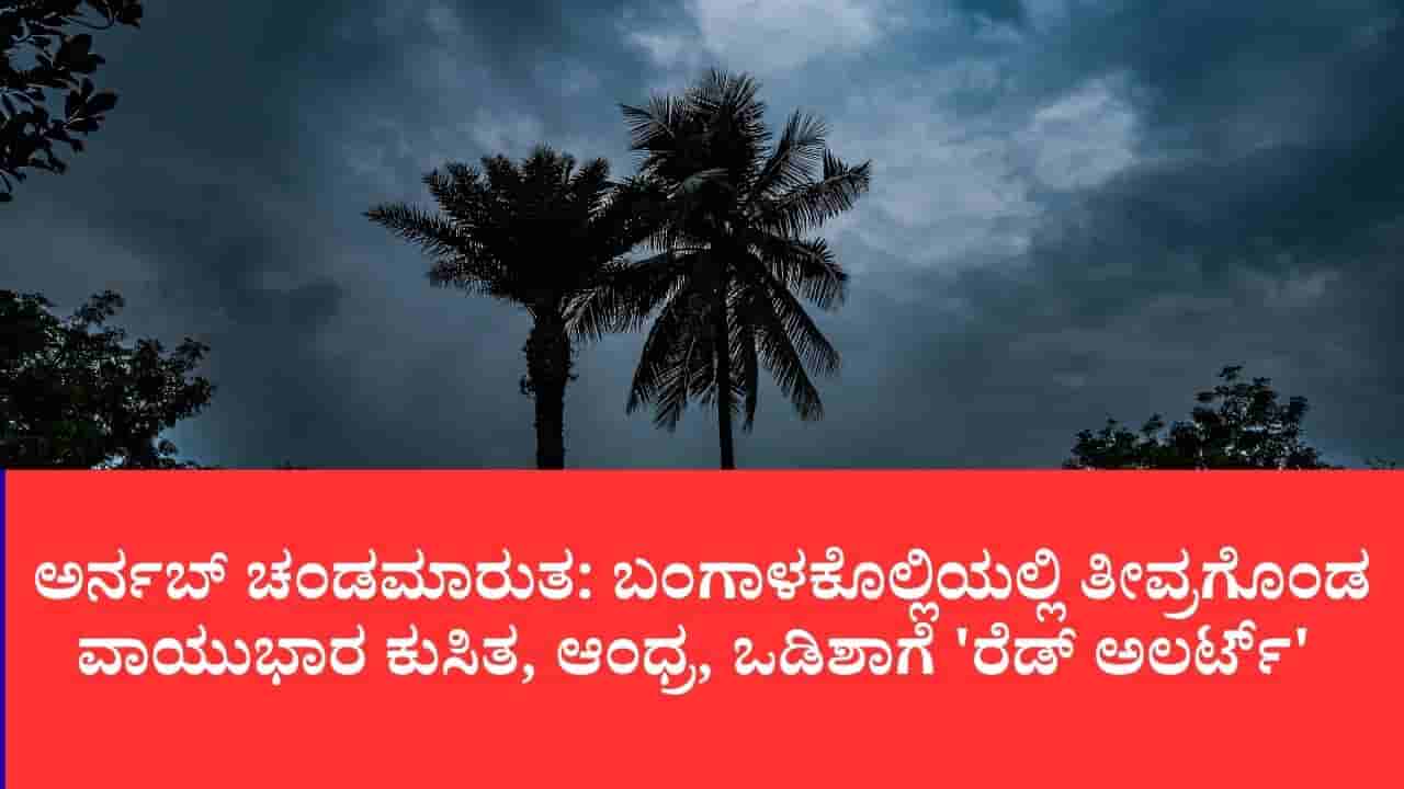 ಅರ್ನಬ್ ಚಂಡಮಾರುತ: ಬಂಗಾಳಕೊಲ್ಲಿಯಲ್ಲಿ ತೀವ್ರಗೊಂಡ ವಾಯುಭಾರ ಕುಸಿತ, ಆಂಧ್ರ, ಒಡಿಶಾಗೆ ರೆಡ್ ಅಲರ್ಟ್