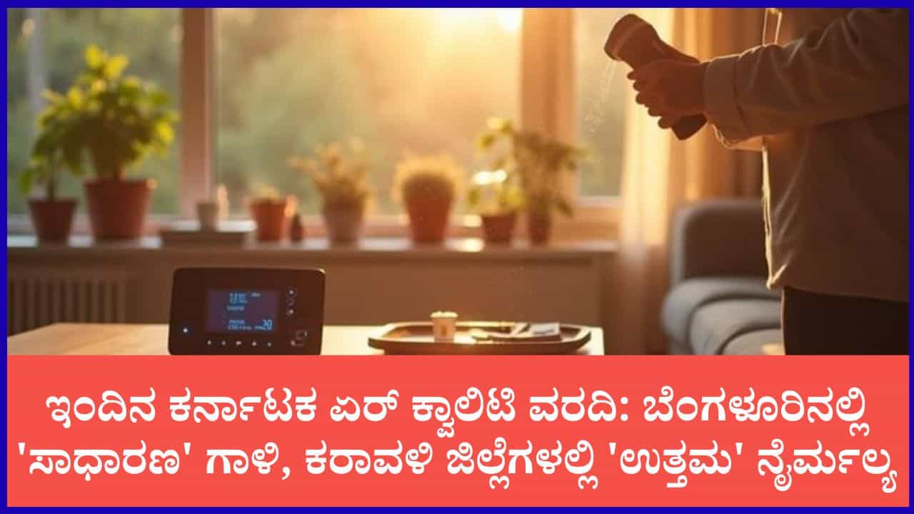 ಕರ್ನಾಟಕದ ಇಂದಿನ ಗಾಳಿಯ ಗುಣಮಟ್ಟ ವರದಿ: ಬೆಂಗಳೂರಿನಲ್ಲಿ 'ಸಾಧಾರಣ', ಕರಾವಳಿಯಲ್ಲಿ 'ಉತ್ತಮ' ಗಾಳಿ