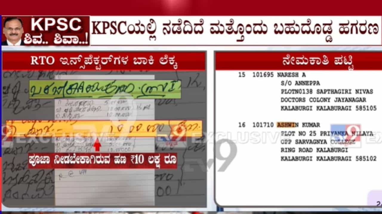 ಕೆಪಿಎಸ್ಸಿ ಆರ್ಟಿಒ ಇನ್ಸ್ಪೆಕ್ಟರ್ ನೇಮಕಾತಿಯಲ್ಲೂ ಅಕ್ರಮದ ವಾಸನೆ: ಕನ್ನಾಳೆ ಡೈರಿಯಲ್ಲಿ ಸಿಕ್ತು ಸ್ಫೋಟಕ ಮಾಹಿತಿ, ಹಣದ ಲೆಕ್ಕ! ಕೆಪಿಎಸ್ಸಿ ಆರ್ಟಿಒ ಇನ್ಸ್ಪೆಕ್ಟರ್ ನೇಮಕಾತಿಯಲ್ಲೂ ಅಕ್ರಮದ ವಾಸನೆ: ಕನ್ನಾಳೆ ಡೈರಿಯಲ್ಲಿ ಸಿಕ್ತು ಸ್ಫೋಟಕ ಮಾಹಿತಿ, ಹಣದ ಲೆಕ್ಕ!