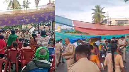 ಧರಣಿ ನಡೆಸುತ್ತಿದ್ದ ರೈತರು ಸೇರಿದಂತೆ ಗಣೇಶ ಮೂರ್ತಿ ಹೊತ್ತೊಯ್ದ ಪೊಲೀಸ್ರು