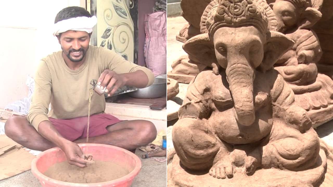 ಕಳೆದ ನಾಲ್ಕು ವರ್ಷಗಳಿಂದ ಕೇವಲ ಹಸುವಿನ ಸೆಗಣಿಯಿಂದ ಗಣಪತಿ ಮೂರ್ತಿಗಳನ್ನು ರೂಪಿಸುತ್ತಿದ್ದ ಯಲ್ಲಪ್ಪ, ಈ ಬಾರಿ ಮತ್ತೊಂದು ಸಾಹಸಕ್ಕೆ ಕೈ ಹಾಕಿದ್ದಾರೆ. ಹಸುವಿನ ಸೆಗಣಿ ಜೊತೆಗೆ ಹಾಲು, ಮೊಸರು, ತುಪ್ಪ ಹಾಗೂ ಗೋಮೂತ್ರವನ್ನು ಹದವಾಗಿ ಬೆರೆಸಿ ಸಾಂಪ್ರದಾಯಿಕ ಪಂಚಗವ್ಯ ಗಣಪತಿಗಳನ್ನು ಅತ್ಯಂತ ಭಕ್ತಿ-ಶ್ರದ್ಧೆಯಿಂದ ತಯಾರಿಸಿದ್ದಾರೆ.