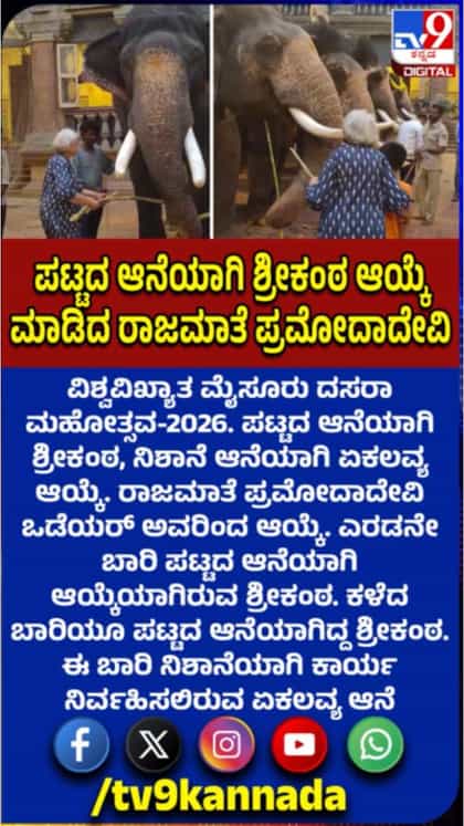 ಪಟ್ಟದ ಆನೆಯಾಗಿ ಶ್ರೀಕಂಠ, ನಿಶಾನೆ ಆನೆಯಾಗಿ ಏಕಲವ್ಯ ಆಯ್ಕೆ