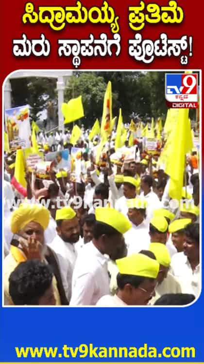 ಸಿದ್ದರಾಮಯ್ಯ ಪ್ರತಿಮೆ ಮರು ಸ್ಥಾಪನೆಗೆ ಆಗ್ರಹಿಸಿ ಪ್ರತಿಭಟನೆ
