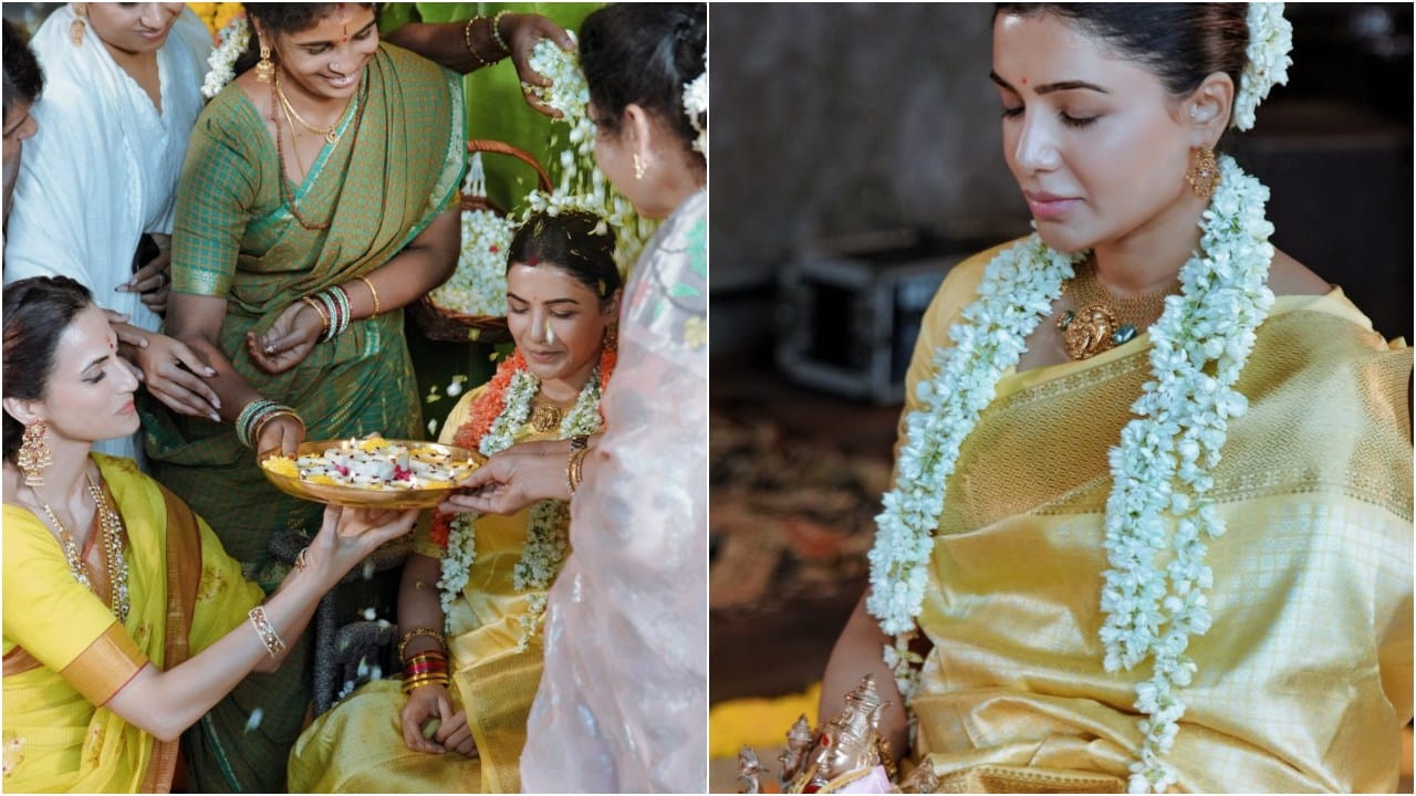 ಗರ್ಭಿಣಿ ಸಮಂತಾಗೆ ಮುತ್ತೈದೆಯರು ಸಾಂಪ್ರದಾಯಿಕವಾಗಿ ಅರಿಶಿನ ಹಚ್ಚಿ, ಗಾಜಿನ ಬಳೆಗಳನ್ನು ತೊಡಿಸಿ ಹಾರೈಸಿದ್ದಾರೆ. ಮಂಗಲಕರ ವಾತಾವರಣದಲ್ಲಿ ಶಾಂತವಾಗಿ ಕಣ್ಣು ಮುಚ್ಚಿ ಕುಳಿತಿರುವ ಸಮಂತಾ ಅವರ ಸೌಂದರ್ಯ ನೆರೆದವರ ಗಮನ ಸೆಳೆದಿದೆ.