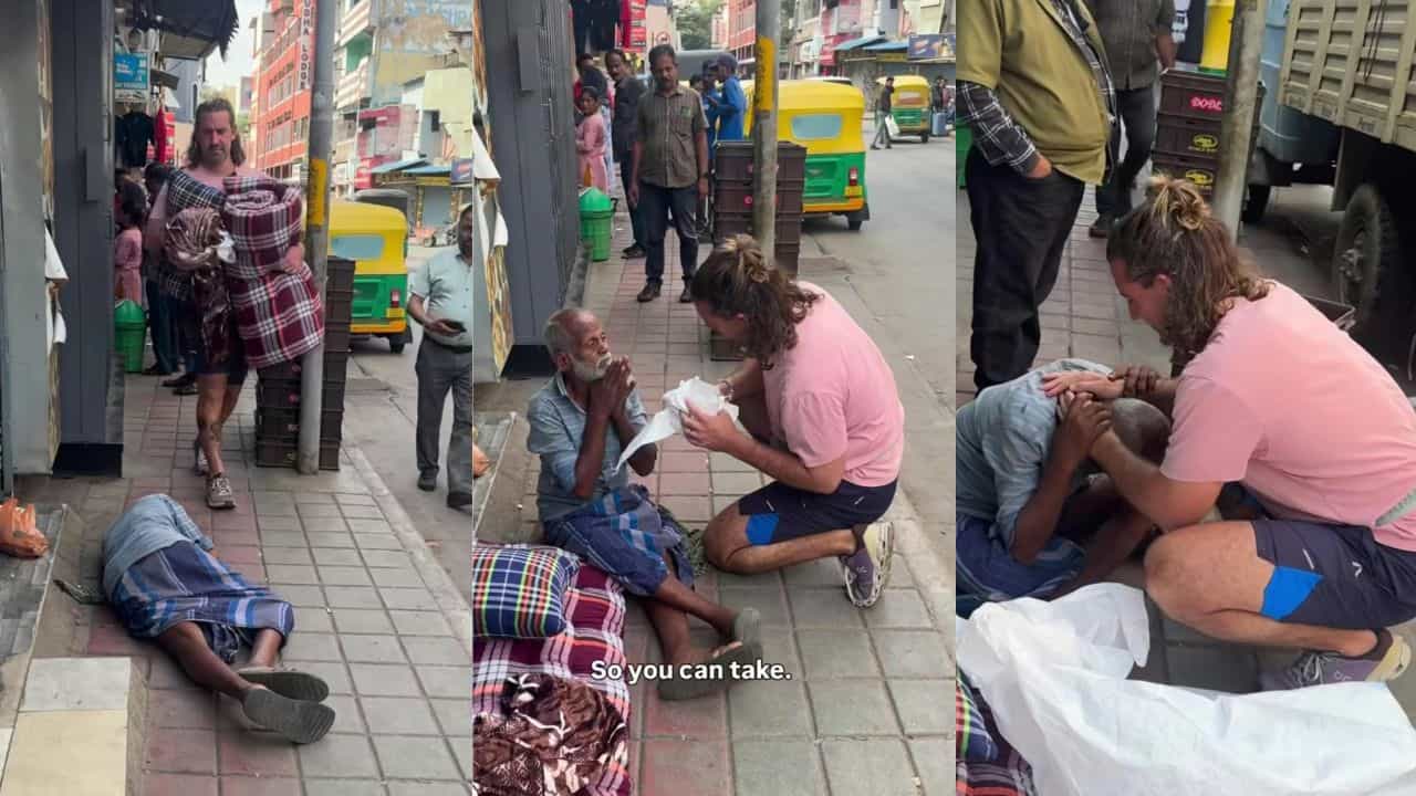 Video: ಇದೇ ಕಣ್ರೀ ನಿಜವಾದ ಮಾನವೀಯತೆ; ರಸ್ತೆ ಬದಿಯಲ್ಲಿ ಮಲಗಿದ್ದ ವೃದ್ಧ ವ್ಯಕ್ತಿಗೆ ಸಹಾಯ ಮಾಡಿದ ವಿದೇಶಿಗ Video: ಇದೇ ಕಣ್ರೀ ನಿಜವಾದ ಮಾನವೀಯತೆ; ರಸ್ತೆ ಬದಿಯಲ್ಲಿ ಮಲಗಿದ್ದ ವೃದ್ಧ ವ್ಯಕ್ತಿಗೆ ಸಹಾಯ ಮಾಡಿದ ವಿದೇಶಿಗ