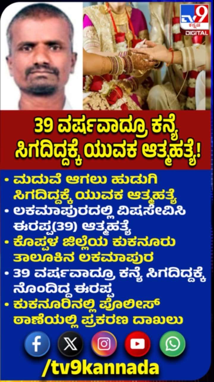 ಮದುವೆ ಆಗಲು ಹುಡುಗಿ ಸಿಗದಿದ್ದಕ್ಕೆ ಯುವಕ ಆತ್ಮಹತ್ಯೆ
