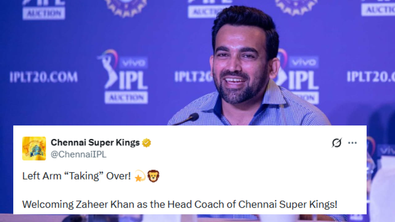 ಸೆಪ್ಟೆಂಬರ್ 21, ಸೋಮವಾರದಂದು ಸಾಮಾಜಿಕ ಮಾಧ್ಯಮ ಪೋಸ್ಟ್‌ನಲ್ಲಿ ಚೆನ್ನೈ ಸೂಪರ್ ಕಿಂಗ್ಸ್ ಈ ವಿಶೇಷ ಘೋಷಣೆ ಮಾಡಿದ್ದು, ಎಲ್ಲರನ್ನೂ ಅಚ್ಚರಿಗೊಳಿಸಿದೆ. ಸಿಎಸ್‌ಕೆ ತನ್ನ ಪೋಸ್ಟ್‌ನಲ್ಲಿ ‘ಈಗ ಎಡಗೈ ಬೌಲರ್‌ನ ಸರದಿ. ಚೆನ್ನೈ ಸೂಪರ್ ಕಿಂಗ್ಸ್‌ನ ಮುಖ್ಯ ಕೋಚ್ ಆಗಿ ಜಹೀರ್ ಖಾನ್ ಅವರನ್ನು ಸ್ವಾಗತಿಸುತ್ತೇನೆ’ ಎಂದು ಬರೆದುಕೊಂಡಿದೆ(PC-PTI).