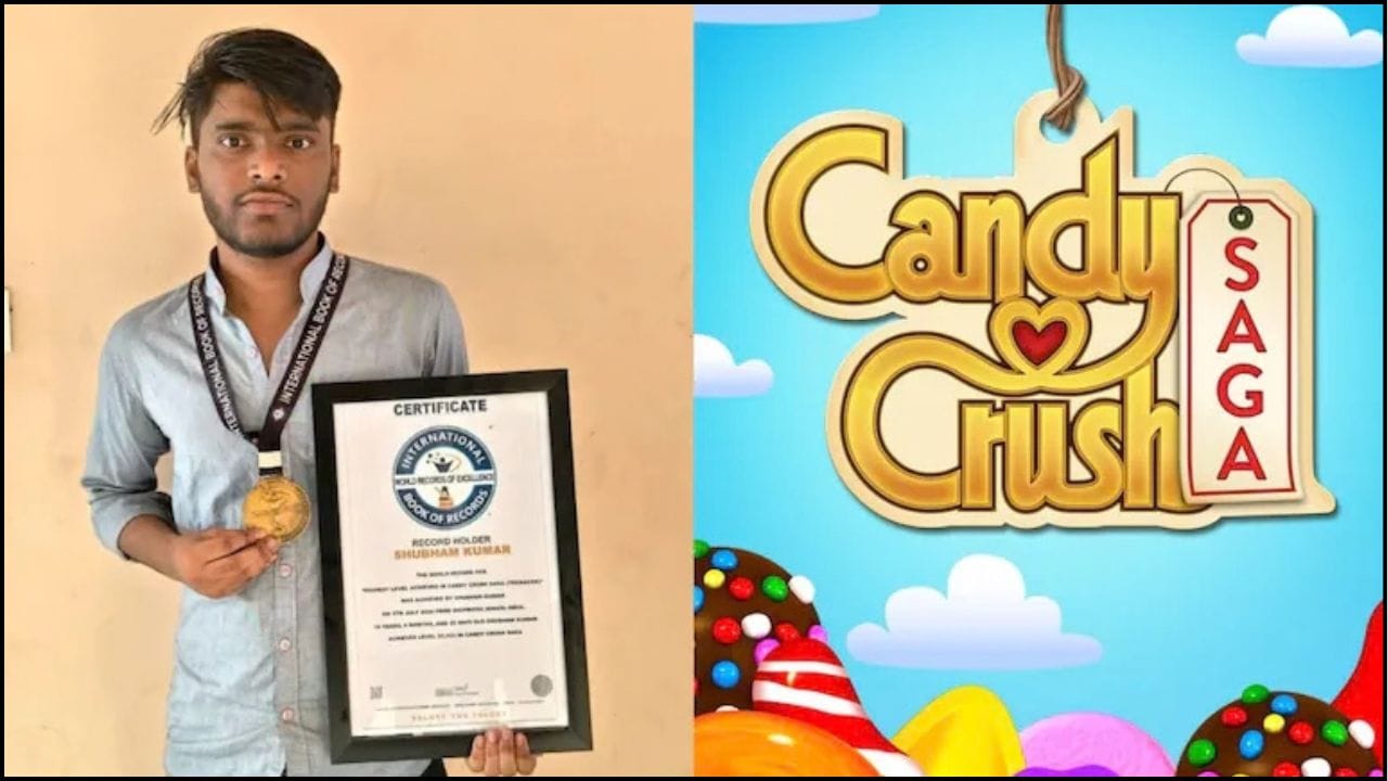 19-year-old Shubham Kumar from Bihar playing Candy Crush on mobile