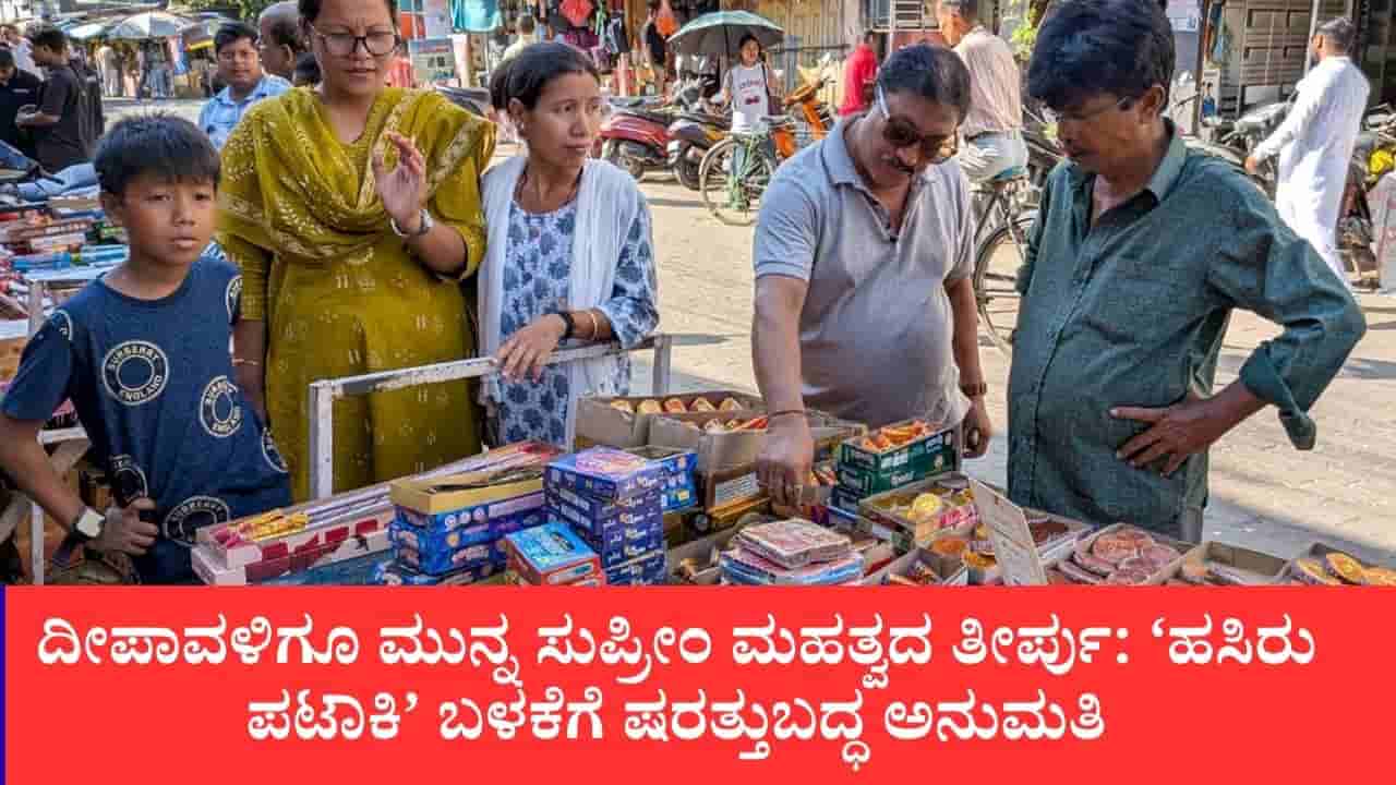 ದೀಪಾವಳಿಗೂ ಮುನ್ನ ಸುಪ್ರೀಂ ಮಹತ್ವದ ತೀರ್ಪು: ‘ಹಸಿರು ಪಟಾಕಿ’ ಬಳಕೆಗೆ ಷರತ್ತುಬದ್ಧ ಅನುಮತಿ