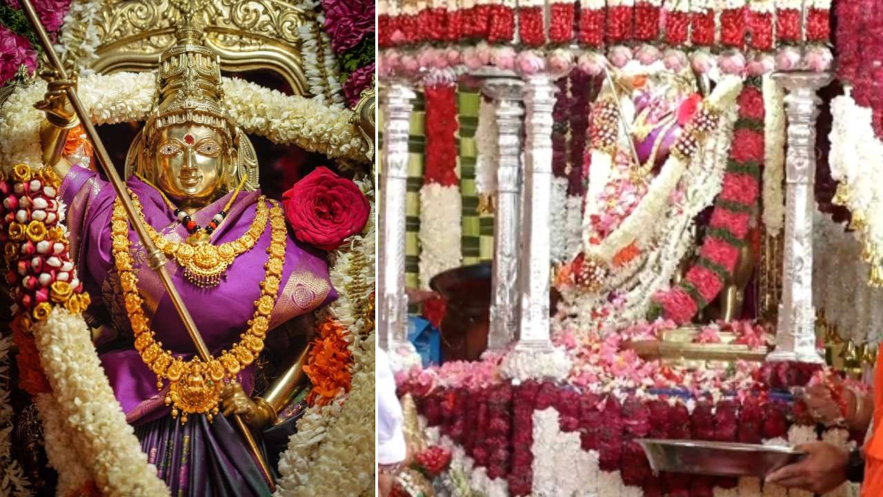 ಇನ್ನು ಕಣ್ಮನ ಸೆಳೆಯುವ ಅಲಂಕಾರದಲ್ಲಿ ತಾಯಿ ಚಾಮುಂಡೇಶ್ವರಿಗೆ ಕಂಗೊಳಿಸಿದ್ದು ಹೀಗೆ.
