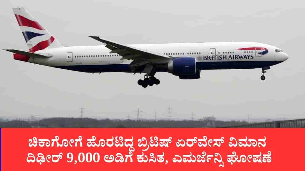 ಚಿಕಾಗೋಗೆ ಹೊರಟಿದ್ದ ಬ್ರಿಟಿಷ್ ಏರ್ವೇಸ್ ವಿಮಾನ ದಿಢೀರ್ 9,000 ಅಡಿಗೆ ಕುಸಿತ, ಎಮರ್ಜೆನ್ಸಿ ಘೋಷಣೆ: ಲಂಡನ್ಗೆ ವಾಪಸ್