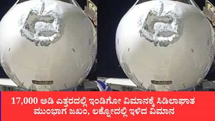17,000 ಅಡಿ ಎತ್ತರದಲ್ಲಿ ಇಂಡಿಗೋ ವಿಮಾನಕ್ಕೆ ಸಿಡಿಲಾಘಾತ: ಮುಂಭಾಗ ಜಖಂ