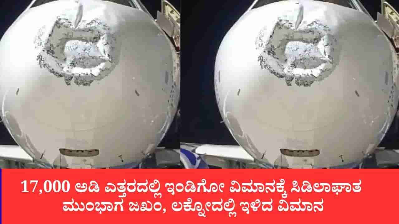 17,000 ಅಡಿ ಎತ್ತರದಲ್ಲಿ ಇಂಡಿಗೋ ವಿಮಾನಕ್ಕೆ ಸಿಡಿಲಾಘಾತ: ಮುಂಭಾಗ ಜಖಂ, ಲಕ್ನೋದಲ್ಲಿ ಇಳಿದ ವಿಮಾನ