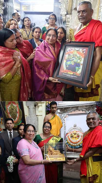ಚಾಮುಂಡಿ ಬೆಟ್ಟಕ್ಕೆ ರಾಜ್ಯಪಾಲೆ ಸುಧಾ ಯಾದವ್ ಭೇಟಿ