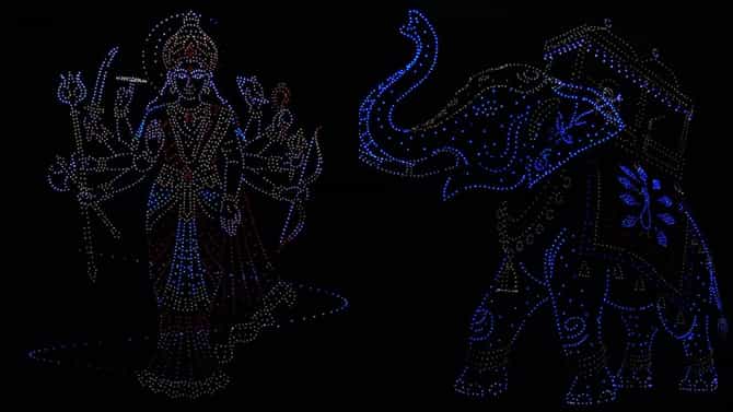 ದಸರಾ ಸಂಭ್ರಮ: ಮೈಸೂರಿನ ಆಗಸದಲ್ಲಿ ಮನಸೂರೆಗೊಳಿಸಿದ ಡ್ರೋನ್ ಶೋ