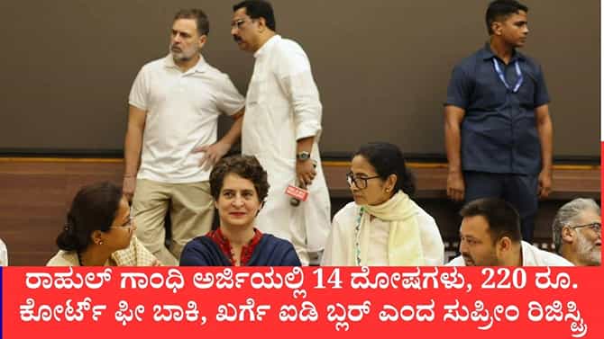 ರಾಹುಲ್ ಗಾಂಧಿ ಅರ್ಜಿಯಲ್ಲಿ 14 ದೋಷಗಳು, 220 ರೂ. ಕೋರ್ಟ್​ ಫೀ ಬಾಕಿ