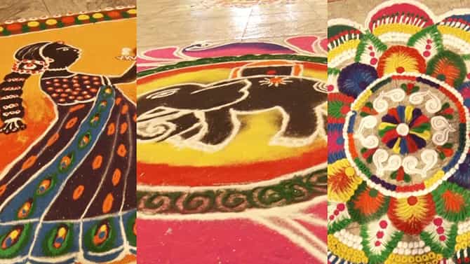 ಬೆಂಗಳೂರು ಏರ್‌ಪೋರ್ಟ್​ನಲ್ಲಿ ದಸರಾ ಸಂಭ್ರಮ: ರಂಗೋಲಿಗೆ ಪ್ರಯಾಣಿಕರು ಫಿದಾ