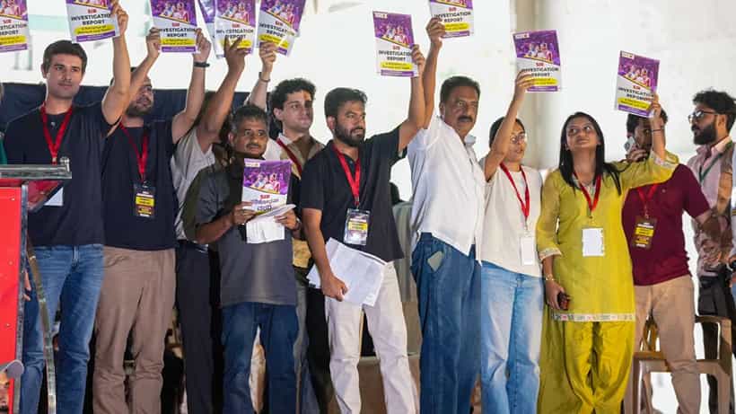 ಎಸ್ಐಆರ್ ವಿರುದ್ಧ ಬೆಂಗಳೂರಿನಲ್ಲಿ ಸಿಜೆಪಿ ಪ್ರತಿಭಟನೆ: ಆಯೋಗದ ವಿರುದ್ಧ ಗುಡುಗಿದ ದೀಪ್ಕೆ, ಧ್ರುವ್ ರಾಠಿ, ಪ್ರಕಾಶ್ ರಾಜ್